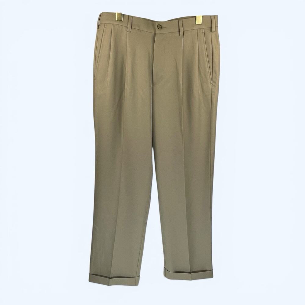 Pro Tour Mens Beige Polyester Golf Pants Cuffed Size 32x30
